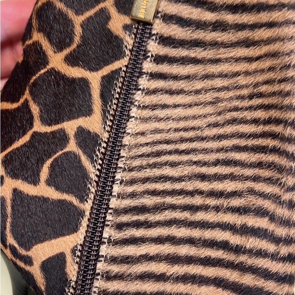Bruno Magli Brown and Black Heeled Boots with Giraffe Print - Picture 7 of 9
